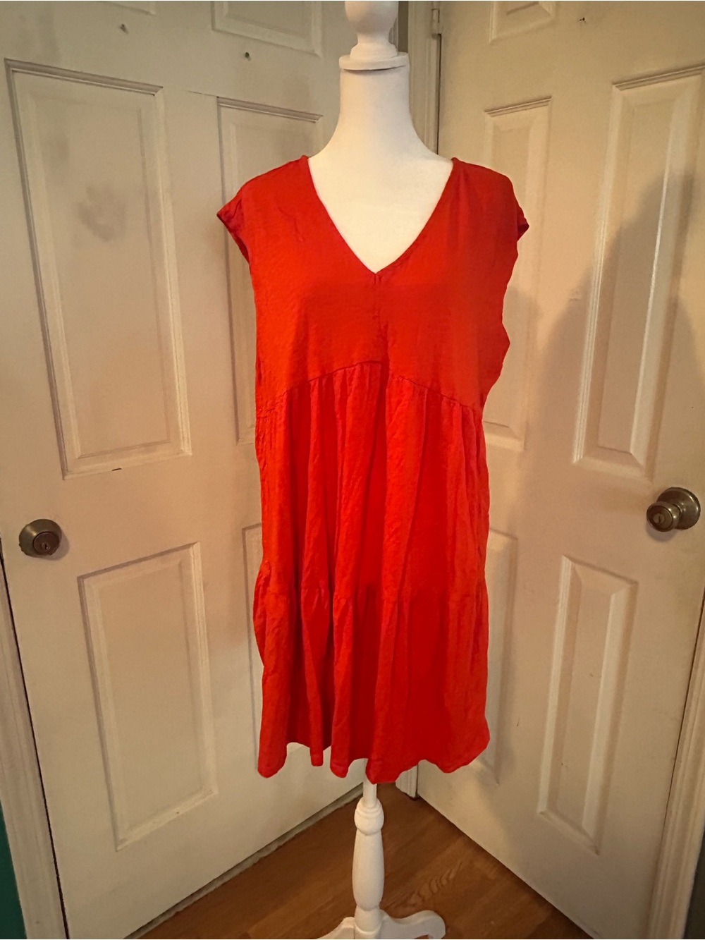 Sanctuary Red V-Neck Tiered Mini Dress